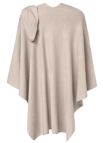 PULI Womens Large Cross Front Poncho Sweater Wrap Topper Knitted Elegant Shawls Cape for Fall Winter - color: 1-warm Oatmeal