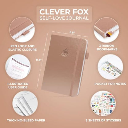 Clever Fox Self-love Journal – Guided Self-Discovery Log for Self-care, Reflection & Self-help, Mental Health, Gratitude & Mindfulness (Rose Gold) - color: Rose Gold