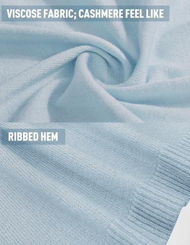 PULI Women's Versatile Knitted Shawls Scarf Poncho Sweater with Buttons Lightweight Spring Summer Fall Wraps - color: A-light Blue