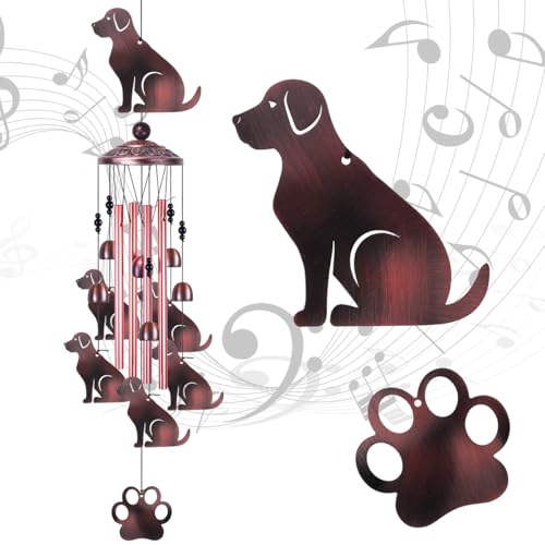 36 Inch Dogs Wind Chimes Outdoor/Indoor Decor - Metal Dog Musical Wind Bells, Mobile Romantic Dog Wind Catcher, Outdoor Dogs Wind Chimes Gifts for Mom, Home, Balcony, Trees, Festival Garden Decoration
