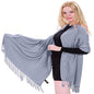 CJ Apparel Solid Color Tassels Design Nepalese Shawl Scarf Wrap Stole Throw Head Wrap Pashmina Gift Hand Made in Nepal New - color: Grey