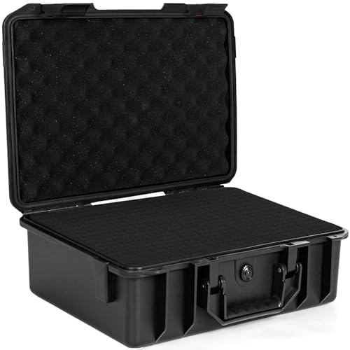 16 inch Hard Carrying Case,Shockproof Storage Box with Customizable Foam,Portable Protective Tool Box for Microphone,Recorder,Electronics,Tools,Cameras,Equipment and More, 16" x 12" x 4" - size: 16" x 12" x 4"