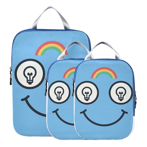 Reusable 3 Piecing Packing Travel Bag Polyester Folding Closet Organizer, Lightbulb Inspired Look (3 Set) - color: Lightbulb Inspired Look