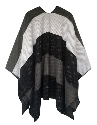 Urban CoCo Women's Color Block Shawl Wrap Open Front Poncho Cape - color: Series 13-black