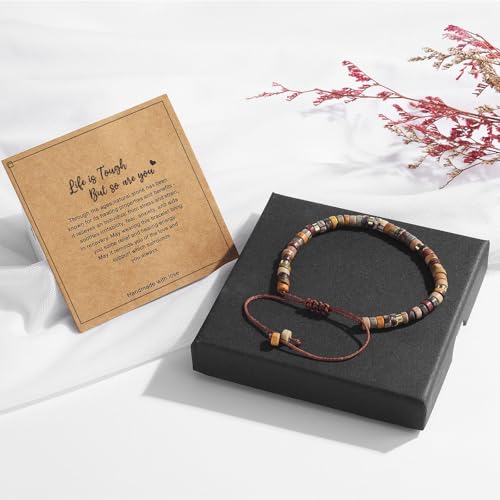 yupoxiu Inspirational Gifts Healing Natural Stone Bracelets - Thinking of You, Get Well Soon Encouragement Gifts Strength Bracelets for Women Friends Sister, Christmas Stocking Stuffers Thanksgiving Basket