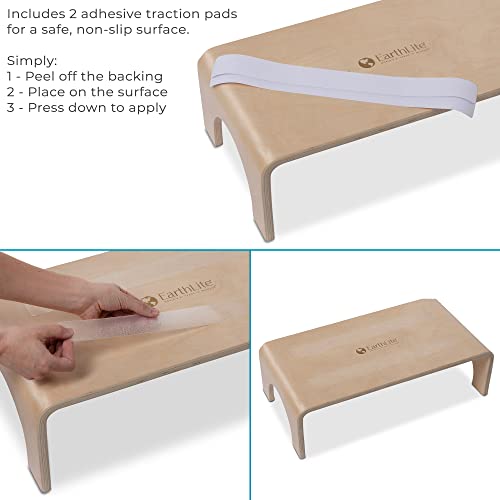 EARTHLITE Wooden Step Stool - Beautiful Finish, Large Surface, Strong & Stable Bed Step, Foot Stool, Massage Step-Up (4" or 7") - style: 7" High