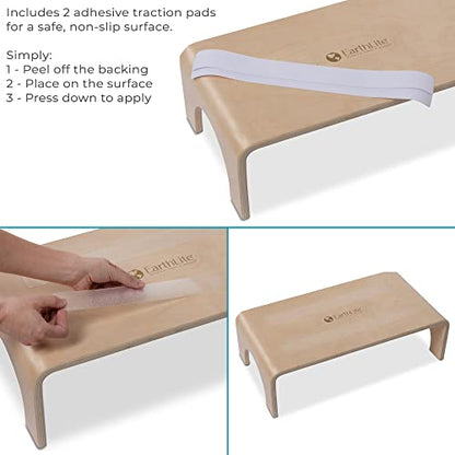 EARTHLITE Wooden Step Stool - Beautiful Finish, Large Surface, Strong & Stable Bed Step, Foot Stool, Massage Step-Up (4" or 7") - style: 7" High