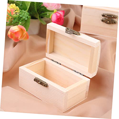 Ipetboom 6pcs Mini Storage Box Rectangular Natural Wood Organizer for Jewelry and Items for Desk and Table Use
