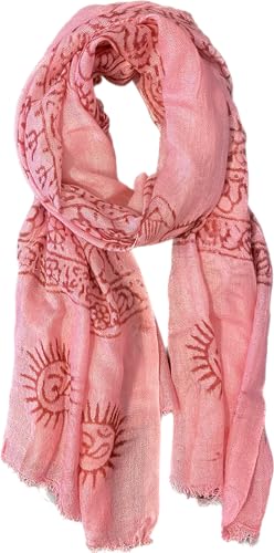 Karma Handicrafts Om Meditation Yoga Harye Ram Prayer Scarf Cotton Scarves Nepal - color: Pink