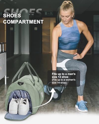 Gym Bag Womens Mens with Shoes Compartment and Wet Pocket Travel Duffel Bag for Women for Plane Sport Gym Tote Bags Swimming Yoga Waterproof Weekend Overnight Carry on Bag Hospital Holdalls - color: A2-Grey Green