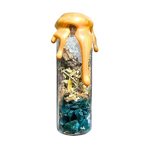 BlkGrlMagick Handcrafted Spirit Communication Spell Jar, Moon Charged Ancestors Spell Bottle, Past Lives, Open Portals, Pierce Veil, Bloodstone Crystal Séance Cork Vessel, Mini Witch Travel Bottle - size: Spirit Communication