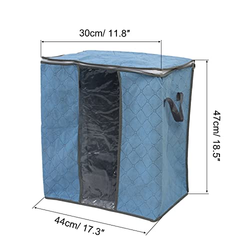 uxcell Non Woven Fabric Family Quilt Clothes Dustproof Zippered Storage Bag Pale Blue