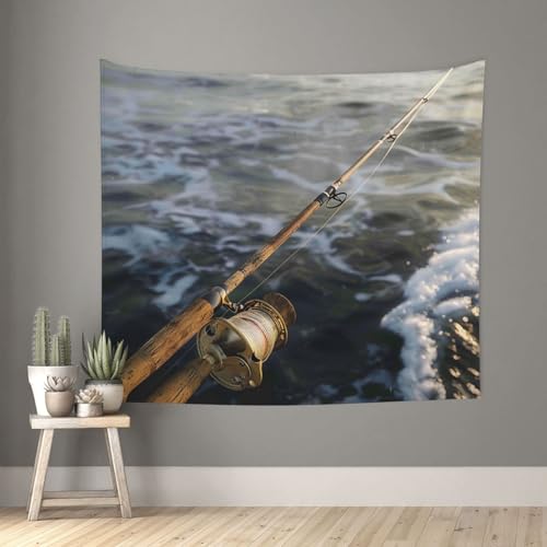 acvKGHW Fishing Rod Printed Indoor Decorative Wall Tapestry 60x51in - Soft Polyester Decorative Blanket for Home & Dorm Decor - color: Fishing Rod