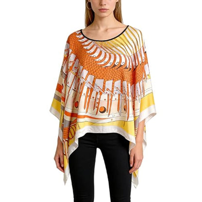 Women's Satin Cover Up Short Poncho Tops Sheer Chiffon Boho Pashmina Shawl Beach Soft Shawl - color: Style29