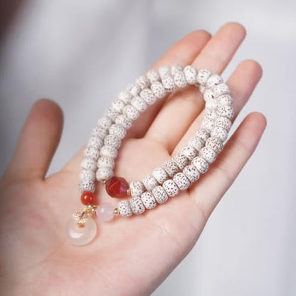 Natural Star Moon Bodhi Bracelet for Women Men Double-loop Winding Star Moon Bead Bracelet Meditatioon Healing Anxiety Relief Energy Buddha Bead Bracelets Birthday Gift - color: Bodhi 102