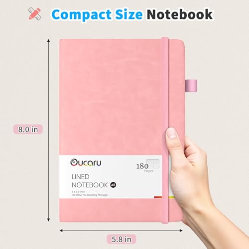 Oucaru Lined Journal Notebook, 16 Pack, 180 Pages, A5 Journals for Writing, 100 GSM Thick Paper, Small Notebooks Daily Journal for Women Men Work, Business, School, Travel Supplies - color: Pink