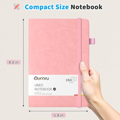 Oucaru Lined Journal Notebook, 16 Pack, 180 Pages, A5 Journals for Writing, 100 GSM Thick Paper, Small Notebooks Daily Journal for Women Men Work, Business, School, Travel Supplies - color: Pink
