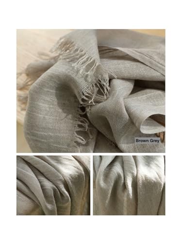 Jeelow Solid Color Scarf Wrap Shawl for Women Men – Soft Lightweight Head Scarf, All Season, Travel Beach Office Daily Wear - color: Brown Hollow Out