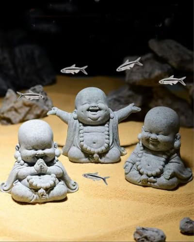 Mini Monk Buddha Statue Sandstone Statues Zen Monk Praying Statue Sculptures for Wealth Good Luck Feng Shui Decor Home Fish Tank Aquarium Garden (Style 17) - style: Style 17