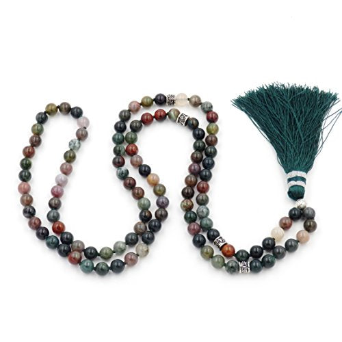 mala Beads Necklace for Women Man, mala Bracelet, Prayer Beads Necklace - color: Indian agate