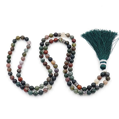 mala Beads Necklace for Women Man, mala Bracelet, Prayer Beads Necklace - color: Indian agate