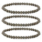 Justinstones Gem Semi Precious Gemstone 3pcs 4mm Round Beads Stretch Bracelet 6.5 Inch Unisex - color: Pyrite