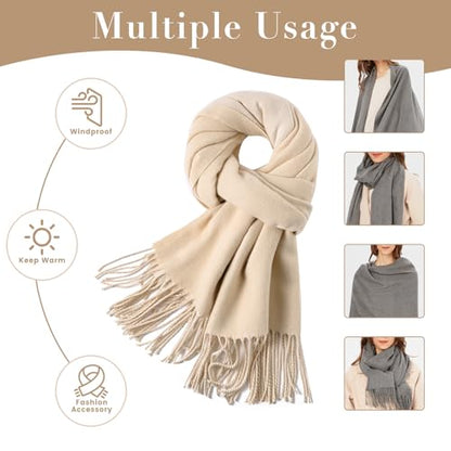 maamgic Womens Scarf Large Pashmina Shawls and Wraps Light Blanket Scarf for Evening Dress Warm Daily Travel Office - color: Cream and White