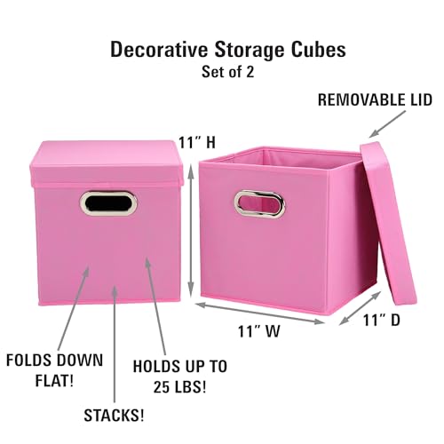 Household Essentials Cube Set with Lids, Pink, 2-Pack - color: Pink