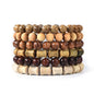 Wooden Beaded Bracelet Multi-Layered Stretch Bracelet for Men and Women Elastic Bracelet 6pcs - color: A-06