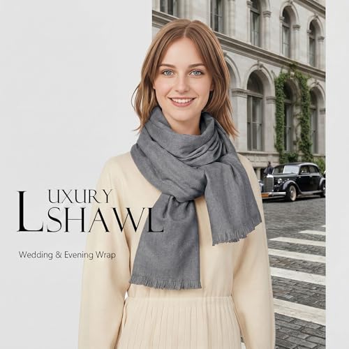 Shawl Wraps for Women Pashmina Shawls and Wraps for Evening Dresses Large Soft Scarf Winter Scarf Wedding Shawl… - color: Grey