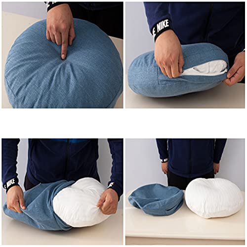 Four Seasons Cotton Linen Meditation Cushion Round Corduroy Seat Cushion Breathable Super Soft Floor Pillow for Yoga Living Room Balcony Decoration-Gray a 45cm(18inch)