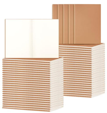 100 Pack A5 Blank Kraft Notebooks Bulk, Journaling Notebooks, Soft Cover Composition Notebook, 8.3x5.5 Inches 60 Pages Travel Journal Notebooks Set for Work, School, Student, Kids, Writing - style: Blank-100pack