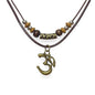Om Ohm Sanskrit Symbol Yoga Charm Om Symbol Luminous Necklace Chakra Healing Energy Necklace Meditation Jewelry Stainless Steel ,Brass Pendant Necklace Wood Beaded with Adjustable Black Cord Mens Womens
