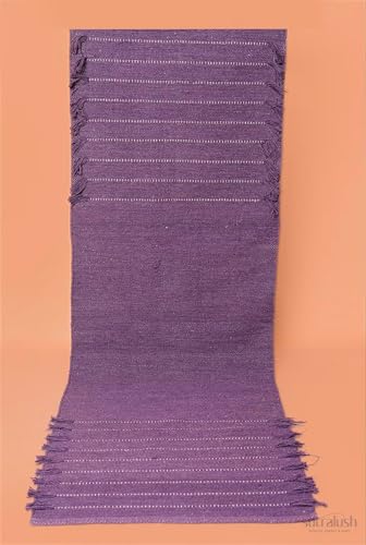Cotton Yoga Mat Rug, Handwoven Non-Slip Yoga Carpet for Home Workout & Meditation, Washable Foldable Fitness Mat, Purple, 24 x 72 Inch