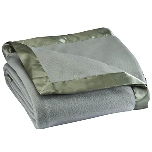 OakRidge Satin Fleece Blanket, Full/Queen, Twin or King Size – 100% Polyester Lightweight Fabric and Cozy Satin Binding Edges in Tightly Folding Travel Blanket, Sage - color: Sage, size: Twin