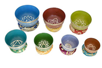 NHZ Chakra Healing Tibetan Singing Bowl Set of 7 for Meditation- Himalayan Singing bowls (Green) - color: Green