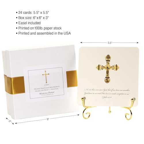 Maison De Papier Cross Bible Verse Quote Cards with Easel, 24 Oversized Inspirational Religious Verses on Premium Cardstock