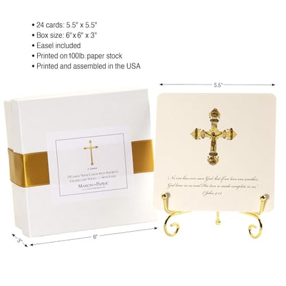 Maison De Papier Cross Bible Verse Quote Cards with Easel, 24 Oversized Inspirational Religious Verses on Premium Cardstock