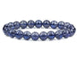 Amandastone Natural Gemstone 8mm Round Beads Stretch Bracelet 7 Inch - color: Aqua Blue Aura Clear Quartz