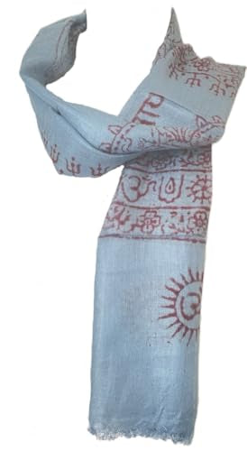 Karma Handicrafts Om Meditation Yoga Harye Ram Prayer Scarf Cotton Scarves Nepal - color: Blue