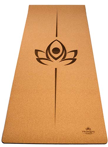 Natural Yoga and Exercise Mat - Excellent Grip and Joint Protection, Includes Carry Strap. - color: Cork - 5mm