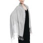 Glory Max Women Large Soft Silky Pashmina Shawl Wrap Scarf in Plain Solid Colors - color: Silver