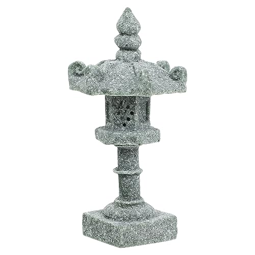 Yardwe Miniature Stone Lantern Statue for Garden Decorations Vintage Japanese Style Landscape Pavilion Ornament for Bonsai Zen Gardens and Outdoor Decor