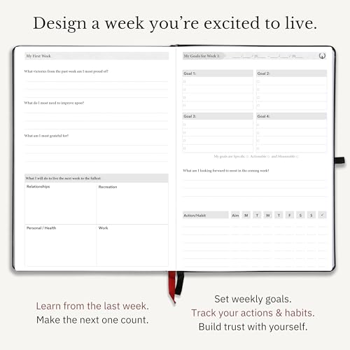 The Phoenix Journal - Quarterly Goal Planner, Daily Planner Journal & Organizer for Goal Setting, Productivity & Focus - Undated 12 Week Planner, Weekly & Monthly Planning, Habit Tracking - Hardcover - Black