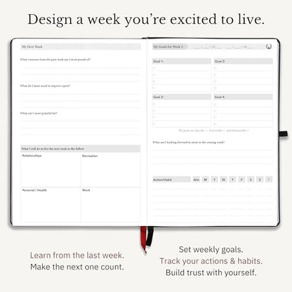 The Phoenix Journal - Quarterly Goal Planner, Daily Planner Journal & Organizer for Goal Setting, Productivity & Focus - Undated 12 Week Planner, Weekly & Monthly Planning, Habit Tracking - Hardcover - Black
