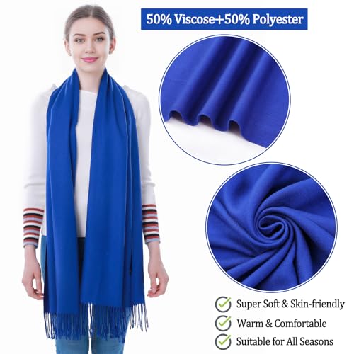 Pashmina Scarf and Shawl - Soft Women Pashminas Wrap for Wedding Evening Party dresses - color: K#. Blue