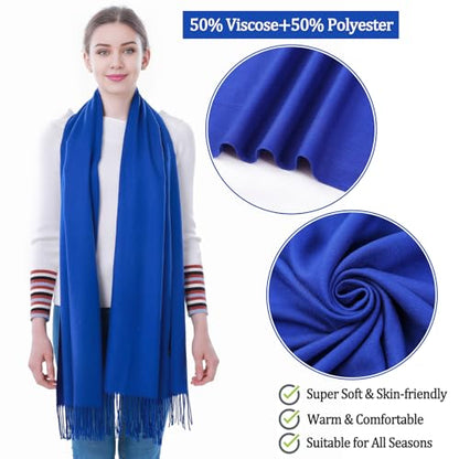 Pashmina Scarf and Shawl - Soft Women Pashminas Wrap for Wedding Evening Party dresses - color: K#. Blue