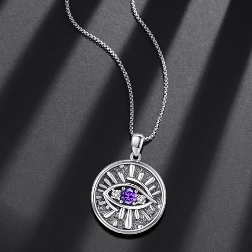 Evil Eye Necklace for Women 925 Sterling Silver, Protection Necklace with Blue Evil Eye Charm, Evil Eye/Lotus Pendant Jewelry, Birthday Christmas Gifts for Her - style: Blue Evil Eyes 09