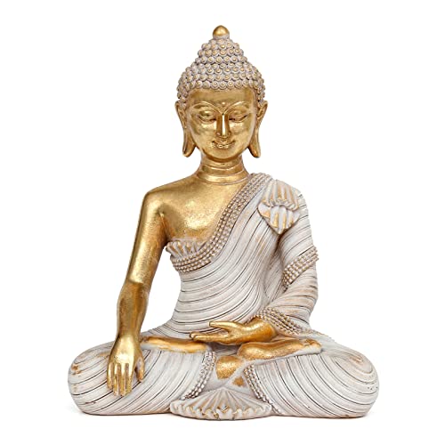 Gold Buddha Statue 10.2'' - Large Indoor Buddha for Home Decor, Zen, Living Room & Meditation - color: Gold Buddha Statue, size: 4.72" X 8.26" X 10.2"
