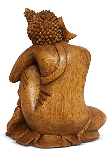 G6 Collection 8" Wooden Serene Sleeping Buddha Statue Hand Carved Sculpture Handmade Figurine Decorative Home Decor Accent Handcrafted Art Traditional Modern Decoration (Small) - size: Small